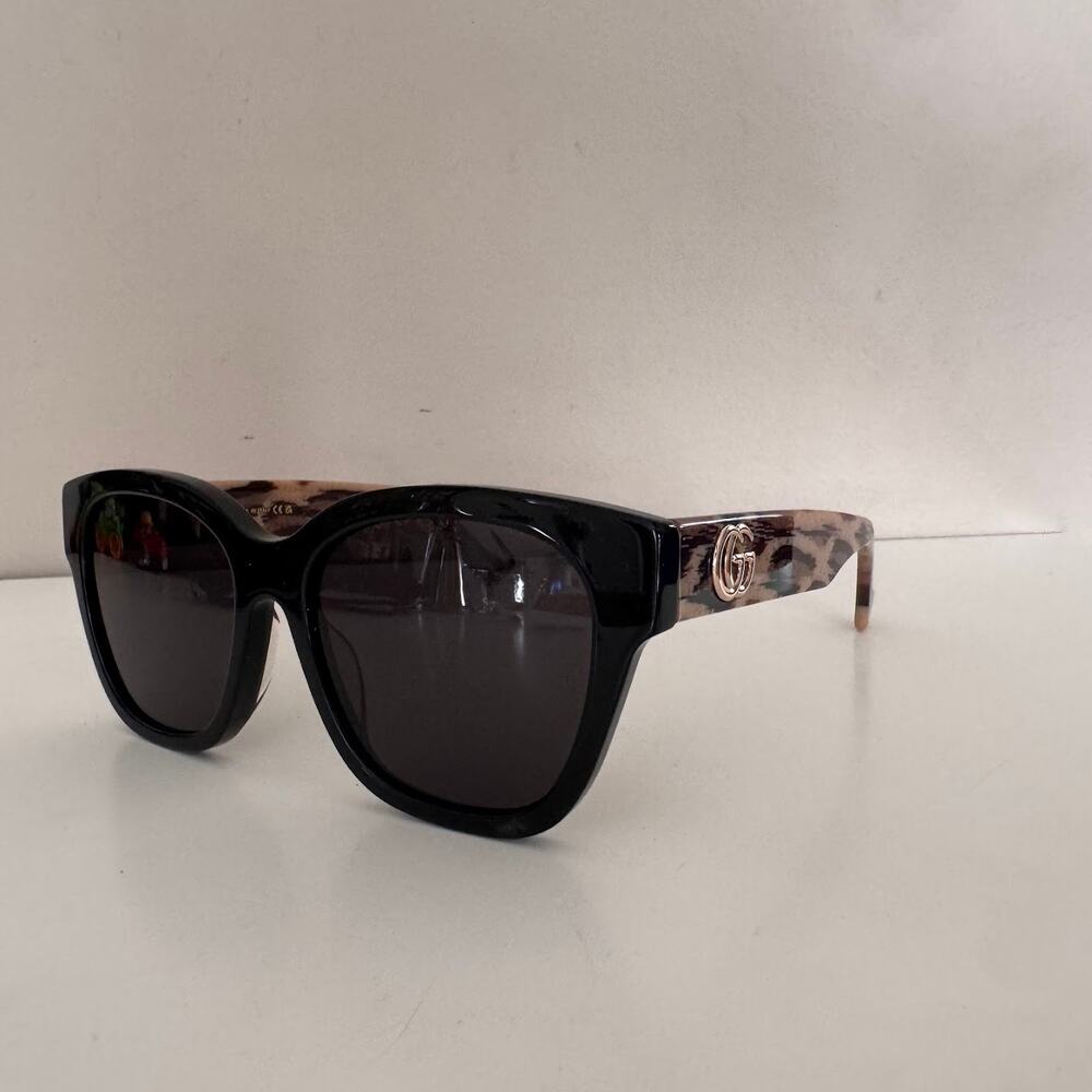 Gucci GG1550SK Sunglasses Black Leopard Print Logo Sides - Picture 6 of 12